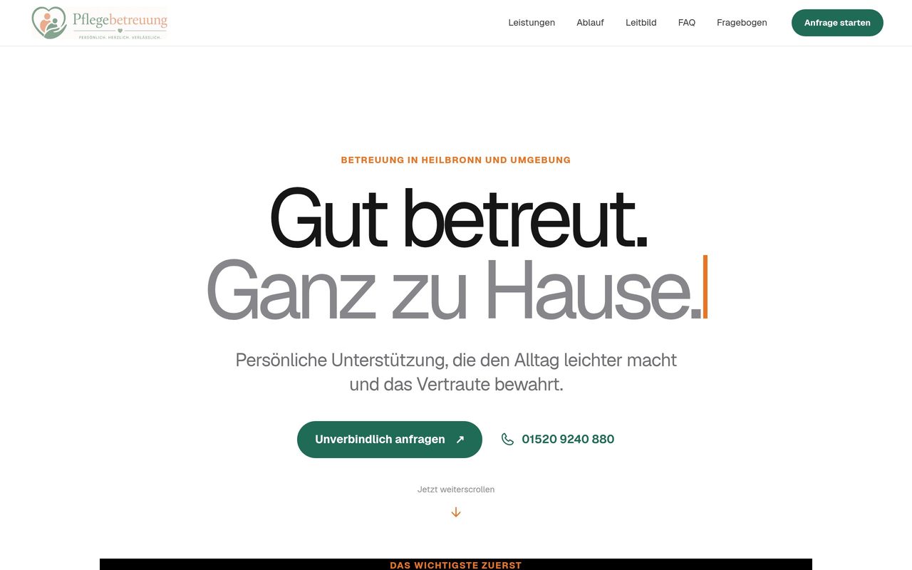 Bildschirmfoto von pflegebetreuung.eu
